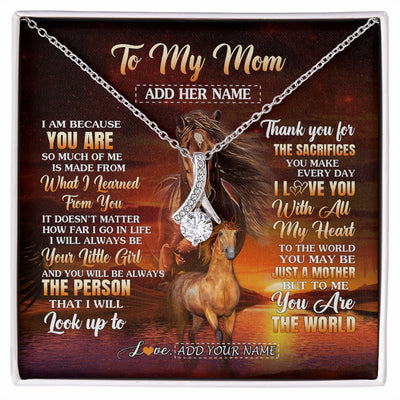 Alluring Beauty Necklace 14K White Gold Finish | 1 | Personalized To My Mom Necklace From Daughter Thank You For The Sacrifices Horse Mom Birthday Mothers Day Thanksgiving Christmas Custom Gift Box Message Card | https://siriusteestore.