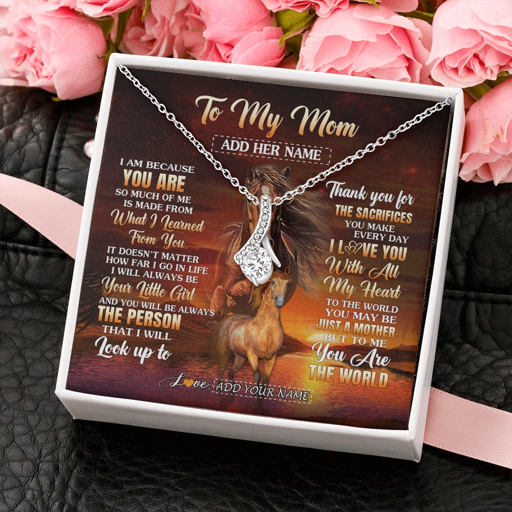 Alluring Beauty Necklace 14K White Gold Finish | 2 | Personalized To My Mom Necklace From Daughter Thank You For The Sacrifices Horse Mom Birthday Mothers Day Thanksgiving Christmas Custom Gift Box Message Card | https://siriusteestore.