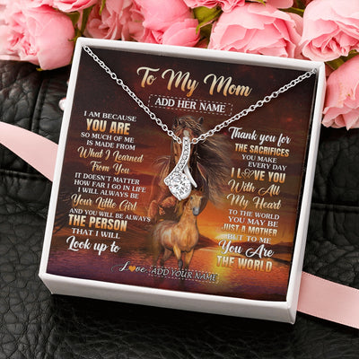Alluring Beauty Necklace 14K White Gold Finish | 2 | Personalized To My Mom Necklace From Daughter Thank You For The Sacrifices Horse Mom Birthday Mothers Day Thanksgiving Christmas Custom Gift Box Message Card | https://siriusteestore.