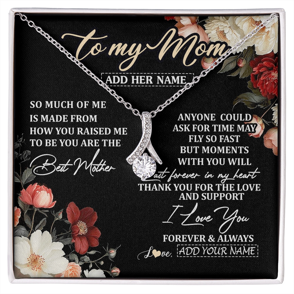 Alluring Beauty Necklace 14K White Gold Finish | 1 | Personalized To My Mom Necklace From Son Daughter For Mom Gifts Meaningful Gifts Mother Jewelry Mother's Day Birthday Christmas Custom Gift Box Message Card | https://siriusteestore.