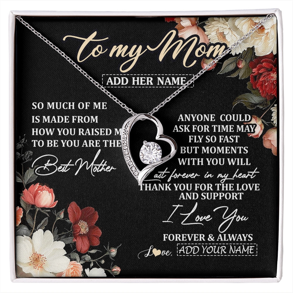 Forever Love Necklace 14K White Gold Finish | 1 | Personalized To My Mom Necklace From Son Daughter For Mom Gifts Meaningful Gifts Mother Jewelry Mother's Day Birthday Christmas Custom Gift Box Message Card | https://siriusteestore.