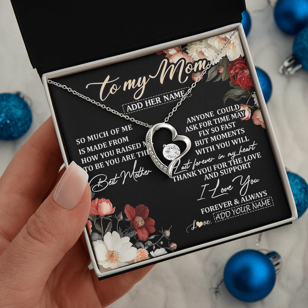 Forever Love Necklace 14K White Gold Finish | 2 | Personalized To My Mom Necklace From Son Daughter For Mom Gifts Meaningful Gifts Mother Jewelry Mother's Day Birthday Christmas Custom Gift Box Message Card | https://siriusteestore.