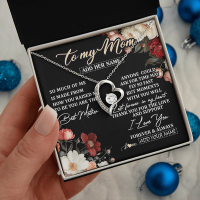 Forever Love Necklace 14K White Gold Finish | 2 | Personalized To My Mom Necklace From Son Daughter For Mom Gifts Meaningful Gifts Mother Jewelry Mother's Day Birthday Christmas Custom Gift Box Message Card | https://siriusteestore.