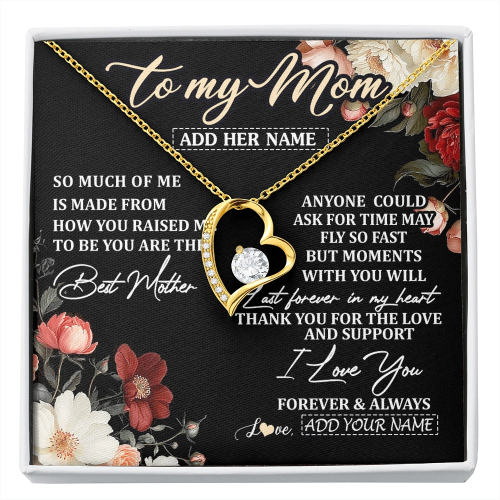 Forever Love Necklace 18K Yellow Gold Finish | 1 | Personalized To My Mom Necklace From Son Daughter For Mom Gifts Meaningful Gifts Mother Jewelry Mother's Day Birthday Christmas Custom Gift Box Message Card | https://siriusteestore.