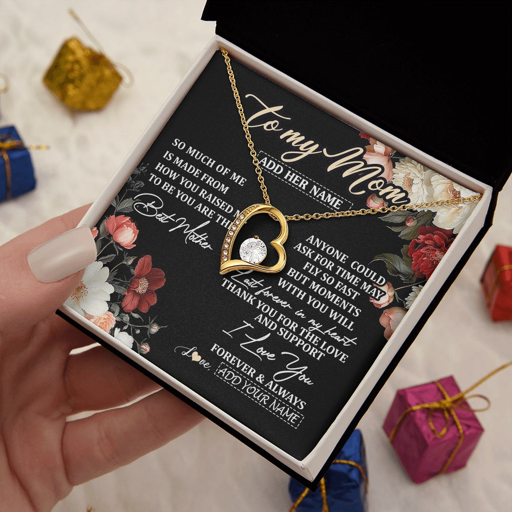Forever Love Necklace 18K Yellow Gold Finish | 2 | Personalized To My Mom Necklace From Son Daughter For Mom Gifts Meaningful Gifts Mother Jewelry Mother's Day Birthday Christmas Custom Gift Box Message Card | https://siriusteestore.
