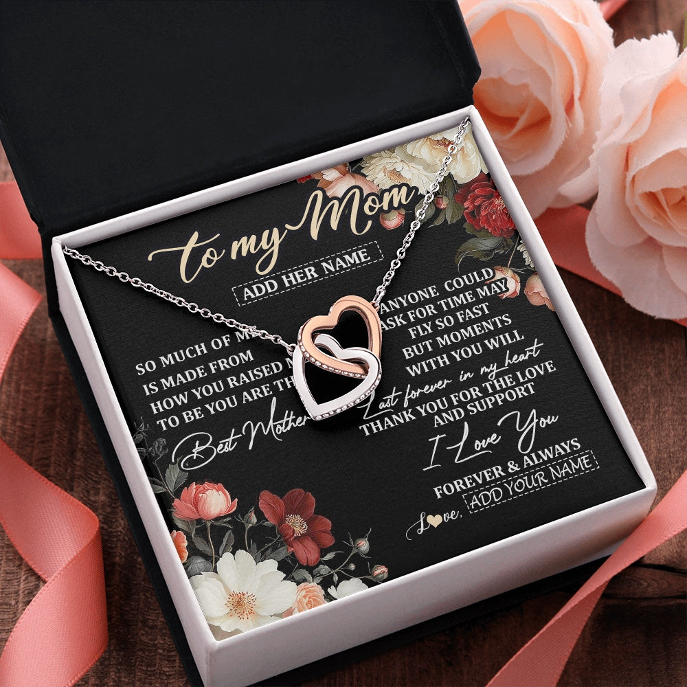 Interlocking Hearts Necklace Stainless Steel & Rose Gold Finish | 2 | Personalized To My Mom Necklace From Son Daughter For Mom Gifts Meaningful Gifts Mother Jewelry Mother's Day Birthday Christmas Custom Gift Box Message Card | https://siriusteestore.