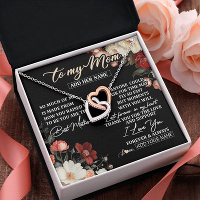Interlocking Hearts Necklace Stainless Steel & Rose Gold Finish | 2 | Personalized To My Mom Necklace From Son Daughter For Mom Gifts Meaningful Gifts Mother Jewelry Mother's Day Birthday Christmas Custom Gift Box Message Card | https://siriusteestore.