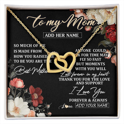 Interlocking Hearts Necklace 18K Yellow Gold Finish | 1 | Personalized To My Mom Necklace From Son Daughter For Mom Gifts Meaningful Gifts Mother Jewelry Mother's Day Birthday Christmas Custom Gift Box Message Card | https://siriusteestore.