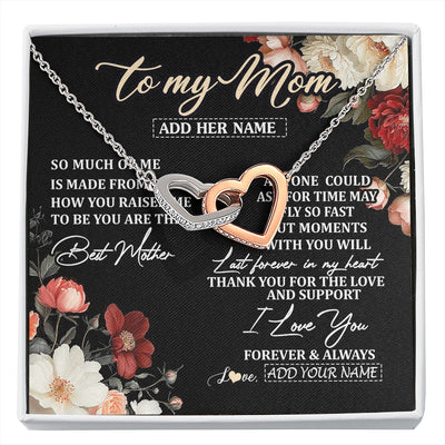 Interlocking Hearts Necklace Stainless Steel & Rose Gold Finish | 1 | Personalized To My Mom Necklace From Son Daughter For Mom Gifts Meaningful Gifts Mother Jewelry Mother's Day Birthday Christmas Custom Gift Box Message Card | https://siriusteestore.