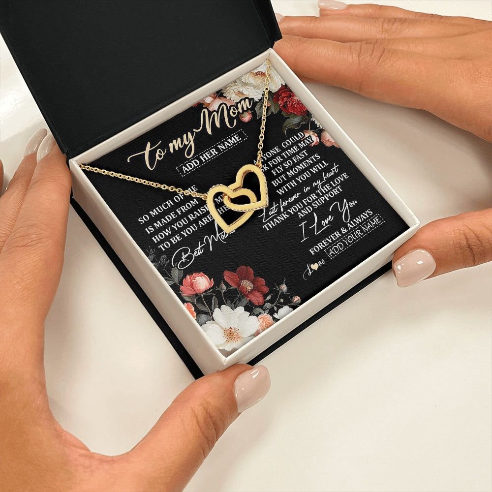 Interlocking Hearts Necklace 18K Yellow Gold Finish | 2 | Personalized To My Mom Necklace From Son Daughter For Mom Gifts Meaningful Gifts Mother Jewelry Mother's Day Birthday Christmas Custom Gift Box Message Card | https://siriusteestore.