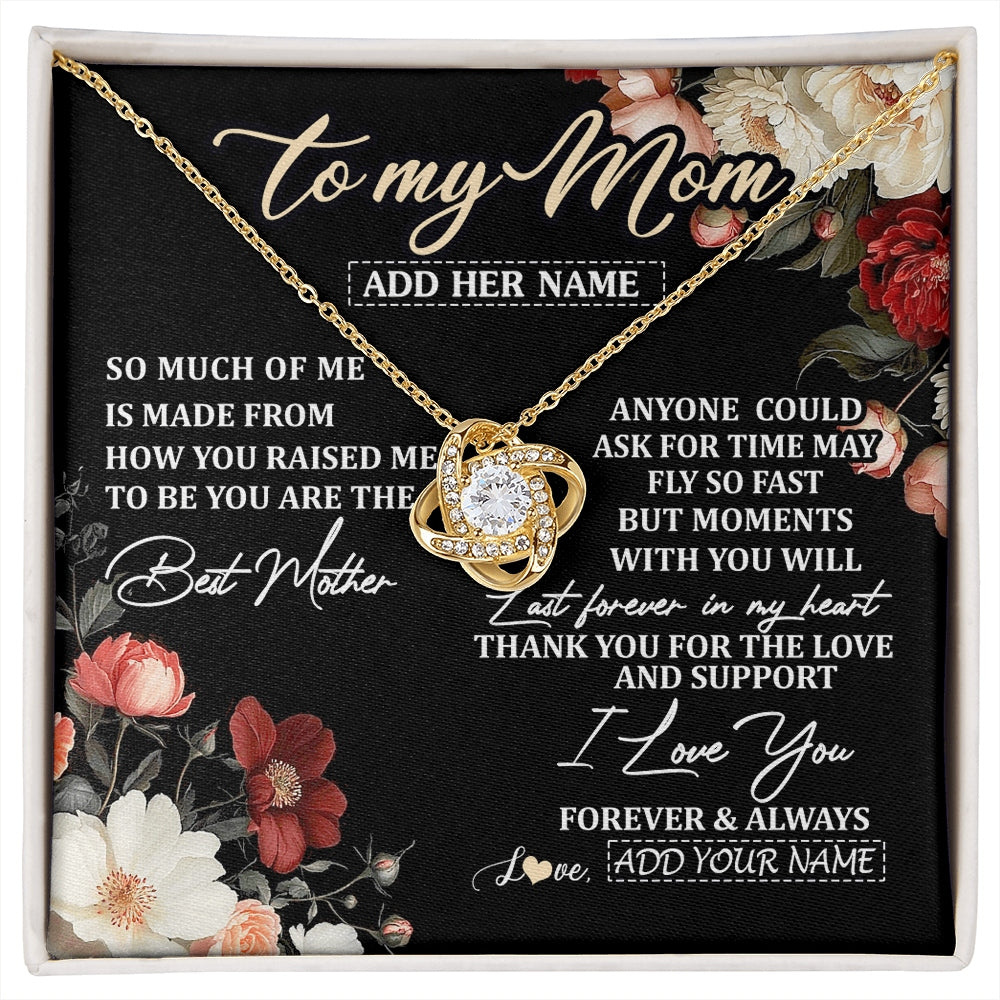 Love Knot Necklace 18K Yellow Gold Finish | 1 | Personalized To My Mom Necklace From Son Daughter For Mom Gifts Meaningful Gifts Mother Jewelry Mother's Day Birthday Christmas Custom Gift Box Message Card | https://siriusteestore.