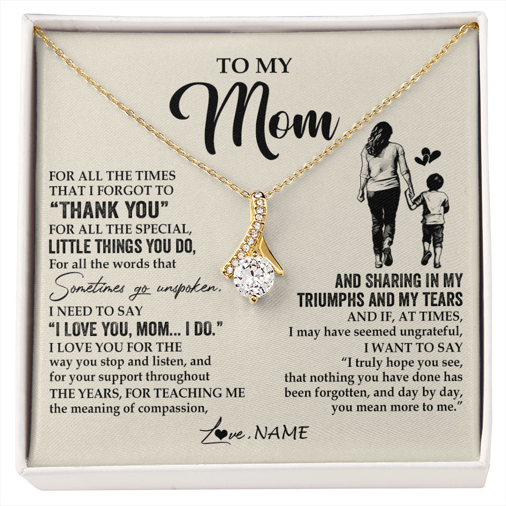 Alluring Beauty Necklace 18K Yellow Gold Finish | 1 | Personalized To My Mom Necklace From Son For All The Times That I Forgot To Thank You Mom Birthday Mothers Day Christmas Customized Gift Box Message Card | siriusteestore