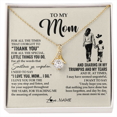 Alluring Beauty Necklace 18K Yellow Gold Finish | 1 | Personalized To My Mom Necklace From Son For All The Times That I Forgot To Thank You Mom Birthday Mothers Day Christmas Customized Gift Box Message Card | siriusteestore