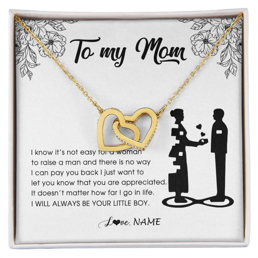 Mother Son Gift Necklace Mothers Day Gift from Son to Mom Interlocking Circles with Card and Box