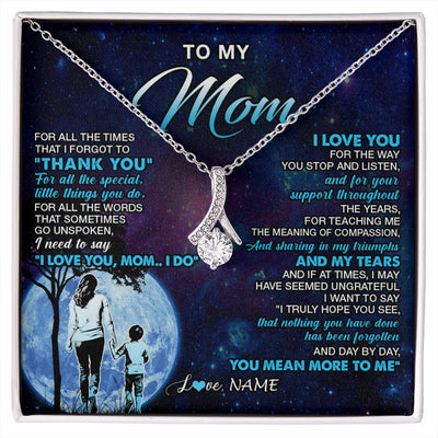 Alluring Beauty Necklace 14K White Gold Finish | 1 | Personalized To My Mom Necklace From Son Thank You Day By Day Mom Birthday Gifts Mothers Day Christmas Customized Gift Box Message Card | siriusteestore