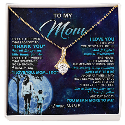 Alluring Beauty Necklace 18K Yellow Gold Finish | 1 | Personalized To My Mom Necklace From Son Thank You Day By Day Mom Birthday Gifts Mothers Day Christmas Customized Gift Box Message Card | siriusteestore