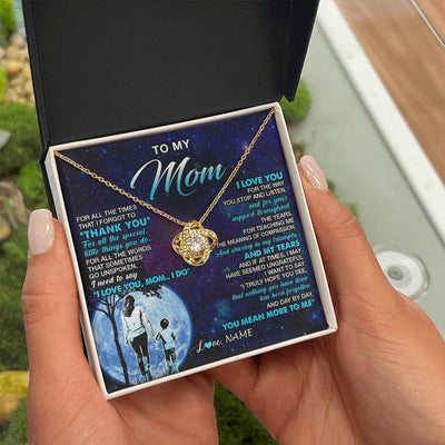 Love Knot Necklace 18K Yellow Gold Finish | 2 | Personalized To My Mom Necklace From Son Thank You Day By Day Mom Birthday Gifts Mothers Day Christmas Customized Gift Box Message Card | siriusteestore