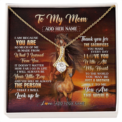 Alluring Beauty Necklace 18K Yellow Gold Finish | 1 | Personalized To My Mom Necklace From Son Thank You For The Sacrifices Horse Mom Birthday Mothers Day Thanksgiving Christmas Custom Gift Box Message Card | https://siriusteestore.