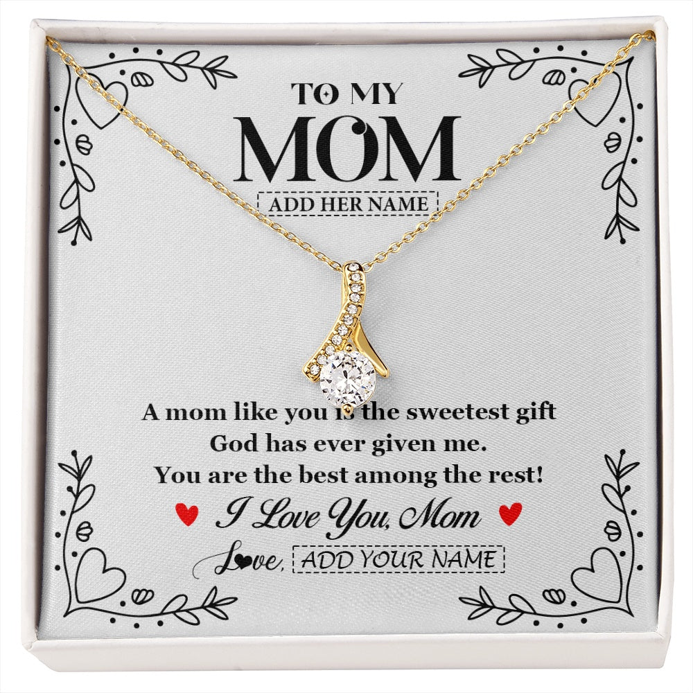 Alluring Beauty Necklace 18K Yellow Gold Finish | 1 | Personalized To My Mom Necklace Gifts From Daughter Son You Are The Sweetest Gift God Gave Me Mom Birthday Mothers Day Christmas Custom Gift Box Message Card | https://siriusteestore.