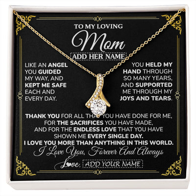 Alluring Beauty Necklace 18K Yellow Gold Finish | 1 | Personalized To My Mom Necklace Gifts Meaningful Gift To Mom From Son Daughter Without You There Is No Me Mothers Day Birthday Custom Gift Box Message Card | https://siriusteestore.