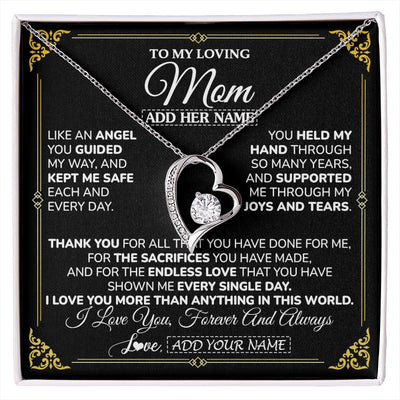 Forever Love Necklace 14K White Gold Finish | 1 | Personalized To My Mom Necklace Gifts Meaningful Gift To Mom From Son Daughter Without You There Is No Me Mothers Day Birthday Custom Gift Box Message Card | https://siriusteestore.