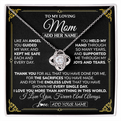 Love Knot Necklace 14K White Gold Finish | 1 | Personalized To My Mom Necklace Gifts Meaningful Gift To Mom From Son Daughter Without You There Is No Me Mothers Day Birthday Custom Gift Box Message Card | https://siriusteestore.