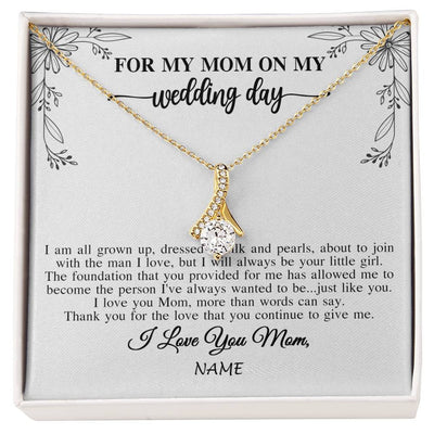 Alluring Beauty Necklace 18K Yellow Gold Finish | 1 | Personalized To My Mom On My Wedding Day Necklace From Daughter Bride I Love You Mom Mother Jewelry Customized Gift Box Message Card | siriusteestore