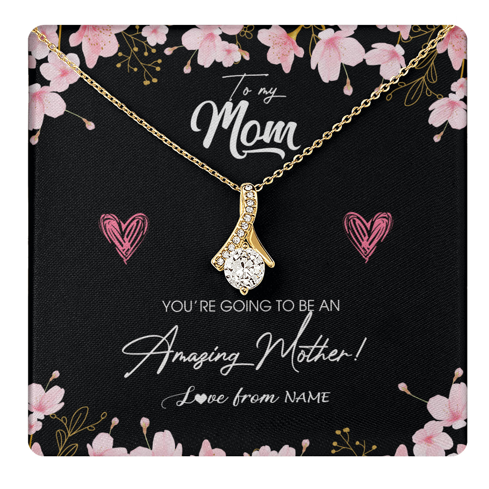 Alluring Beauty Necklace 18K Yellow Gold Finish | 1 | Personalized To My Mom Pregnancy Necklace Expecting New Mom Amazing Mother First Time Mom Pregnant Mother To Be Mothers Day Customized Gift Box Message Card | siriusteestore