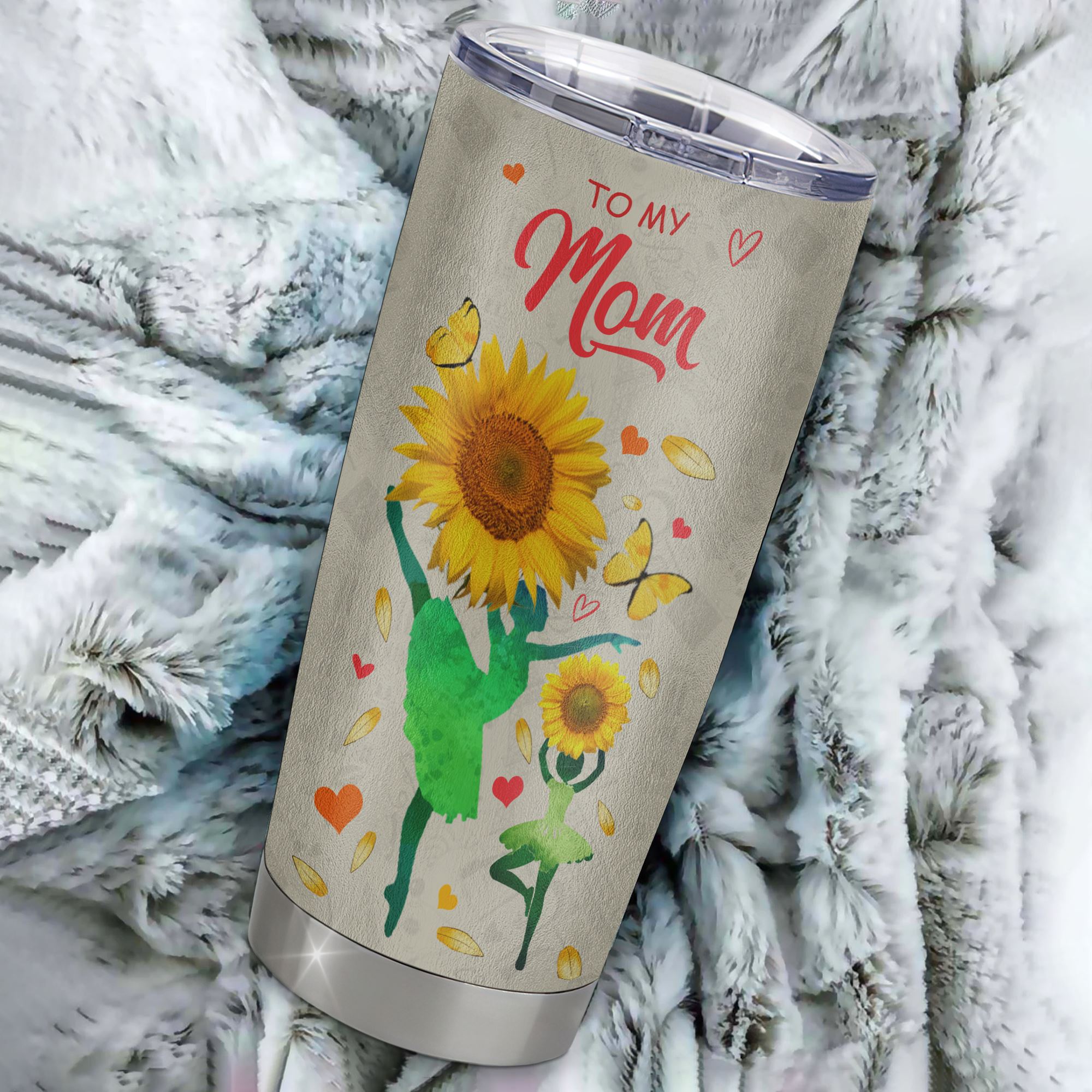 Personalized To My Mom Tumbler From Daughter Stainless Steel Cup Thank You Dancing Sunflower Mom Birthday Mothers Day Thanksgiving Christmas Travel Mug | siriusteestore