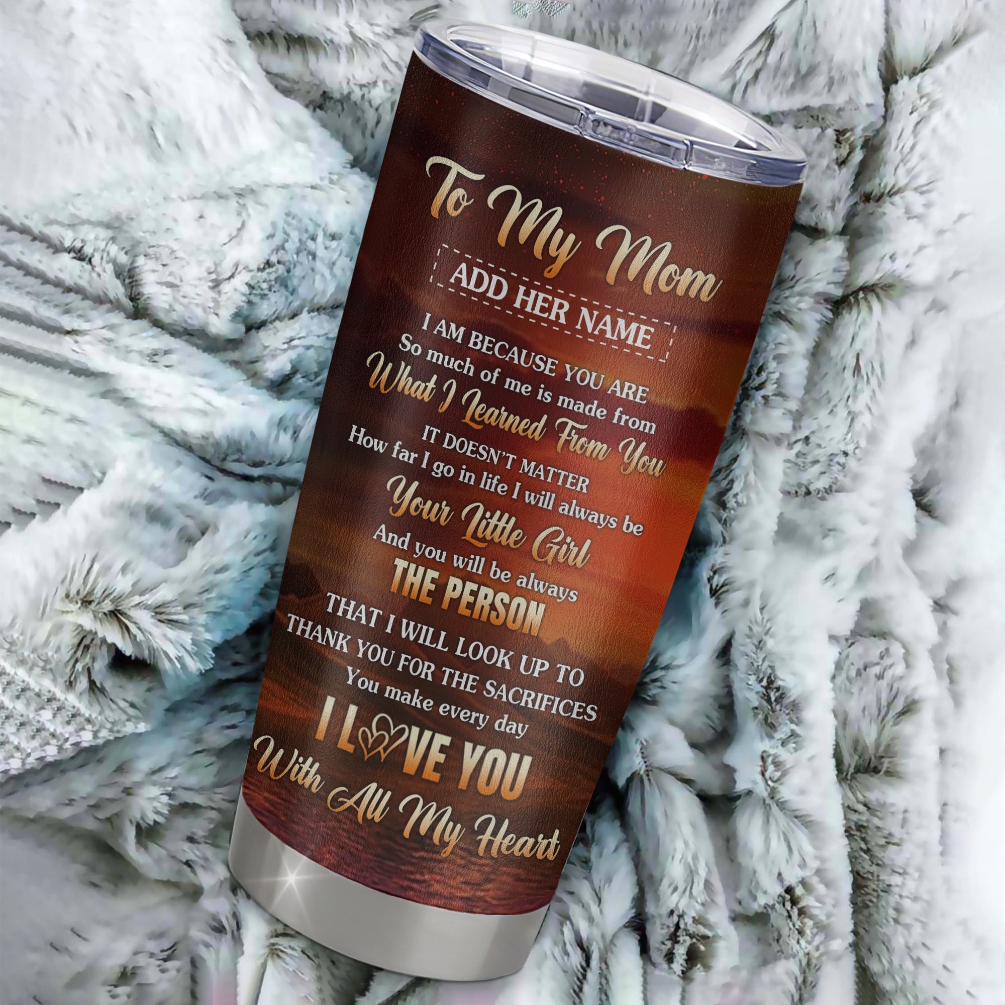 Personalized To My Mom Tumbler From Daughter Thank You For The Sacrifices Horse Mom Birthday Mothers Day Thanksgiving Christmas Custom Stainless Steel Travel Mug | siriusteestore