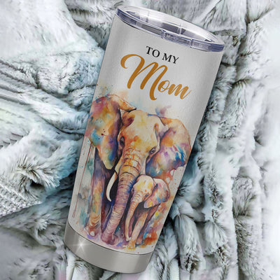 Personalized To My Mom Tumbler From Son Stainless Steel Cup Elephant A Woman To Raise A Child Mom Gift Birthday Mothers Day Thanksgiving Christmas Travel Mug | siriusteestore