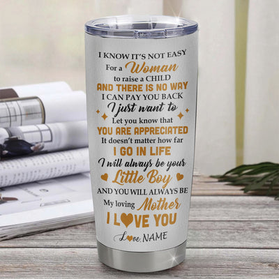 Personalized To My Mom Tumbler From Son Stainless Steel Cup Elephant A Woman To Raise A Child Mom Gift Birthday Mothers Day Thanksgiving Christmas Travel Mug | siriusteestore