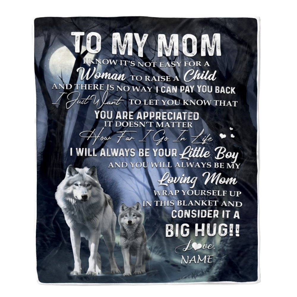 Personalized To My Mom Wolf Blanket From Son There Is No Way I Can Pay You Back You Are Appreiated Mom Mother's Day Birthday Christmas Fleece Blanket | siriusteestore
