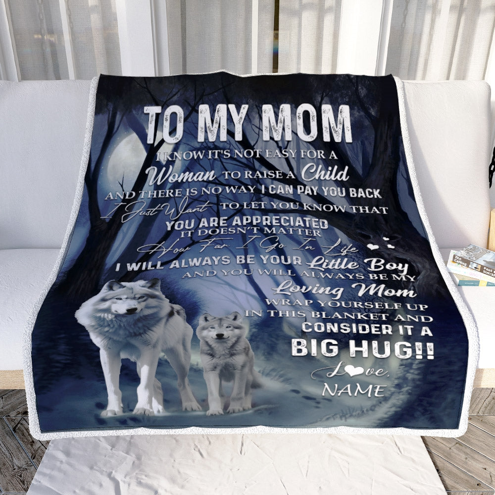 Personalized To My Mom Wolf Blanket From Son There Is No Way I Can Pay You Back You Are Appreiated Mom Mother's Day Birthday Christmas Fleece Blanket | siriusteestore