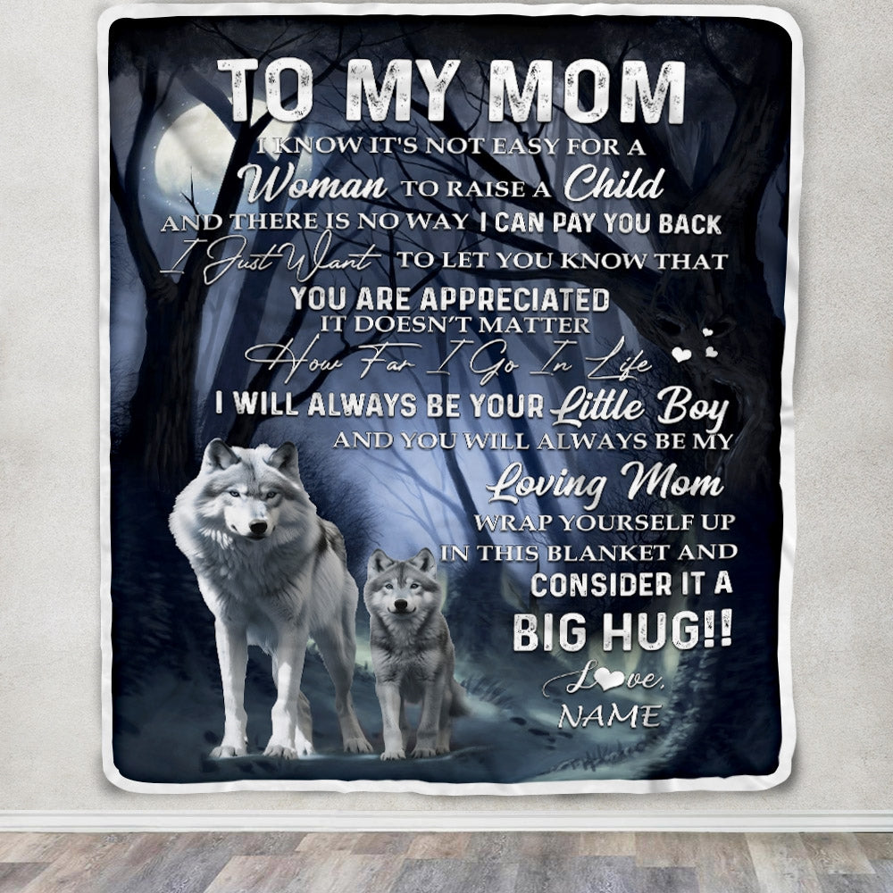 Personalized To My Mom Wolf Blanket From Son There Is No Way I Can Pay You Back You Are Appreiated Mom Mother's Day Birthday Christmas Fleece Blanket | siriusteestore