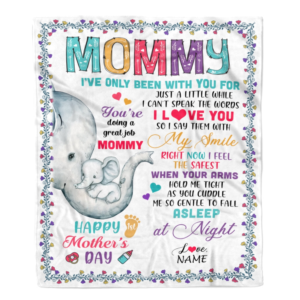 Personalized To My Mommy Blanket First Time Mom Elephant You Are Doing A Great Job Happy 1st Mothers Day Custom Baby Name To Mother Customized Fleece Blanket | siriusteestore