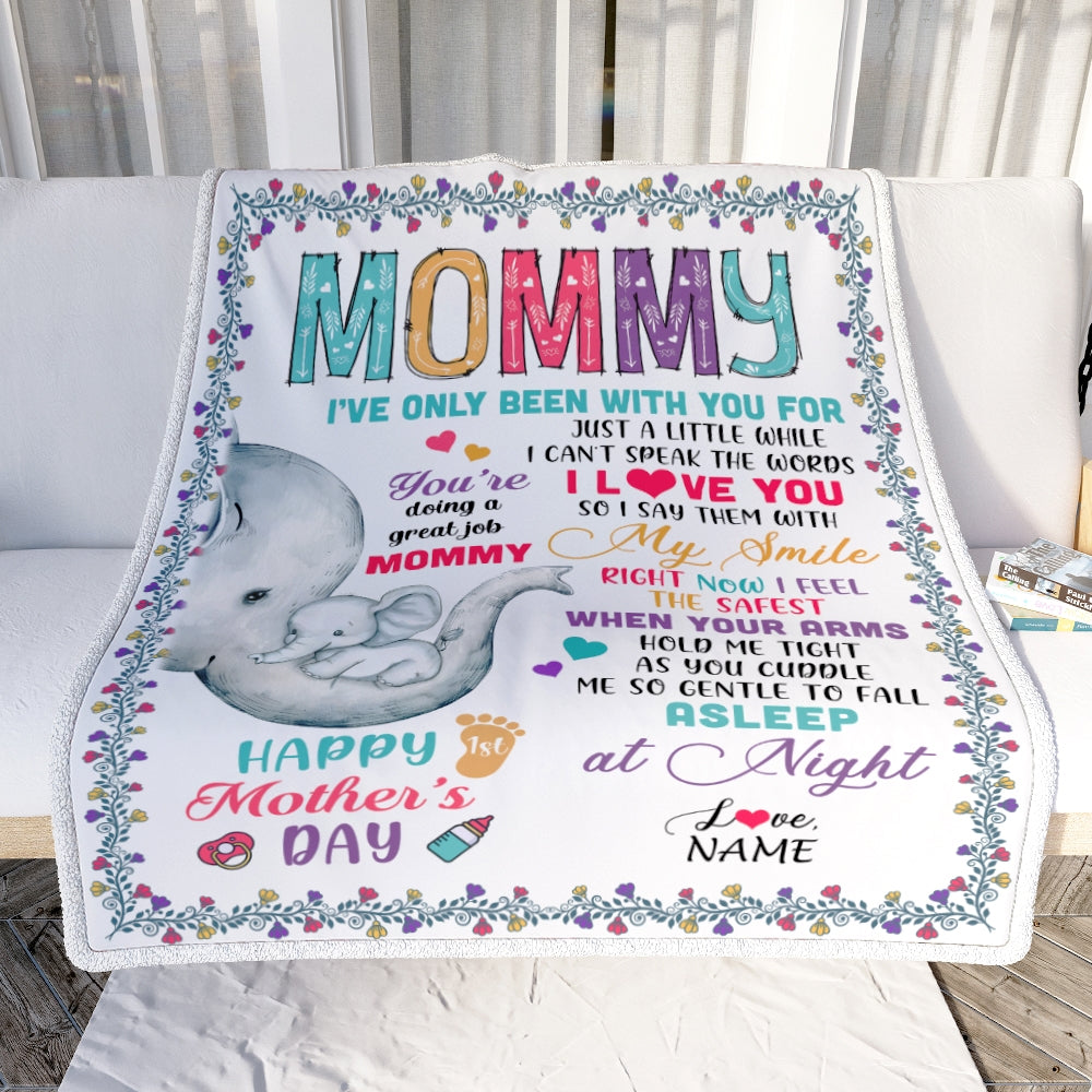 Personalized To My Mommy Blanket First Time Mom Elephant You Are Doing A Great Job Happy 1st Mothers Day Custom Baby Name To Mother Customized Fleece Blanket | siriusteestore