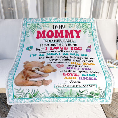 Personalized To My Mommy Blanket From Baby First Time Mom Bear I May Just Be A Bump Happy 1st Mothers Day Custom Baby Name Customized Bed Fleece Blanket | siriusteestore
