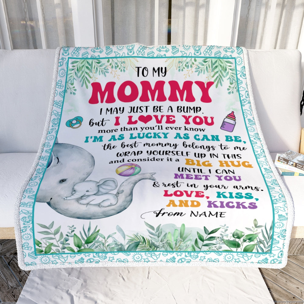 Personalized To My Mommy Blanket From Baby First Time Mom Elephant I May Just Be A Bump Happy 1st Mothers Day Custom Baby Name Customized Bed Fleece Blanket | siriusteestore