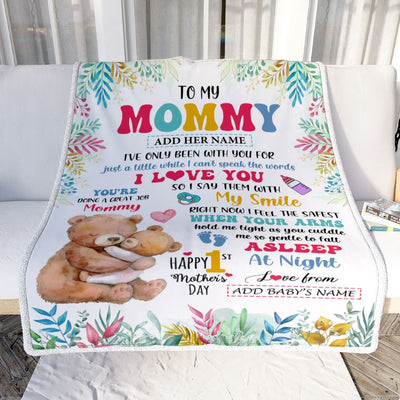 Personalized To My Mommy Blanket From Baby's Name Bump Bear Custom Name Hi Mommy First Time Gifts 1st Mother's Day Customized Fleece Throw Blanket | siriusteestore