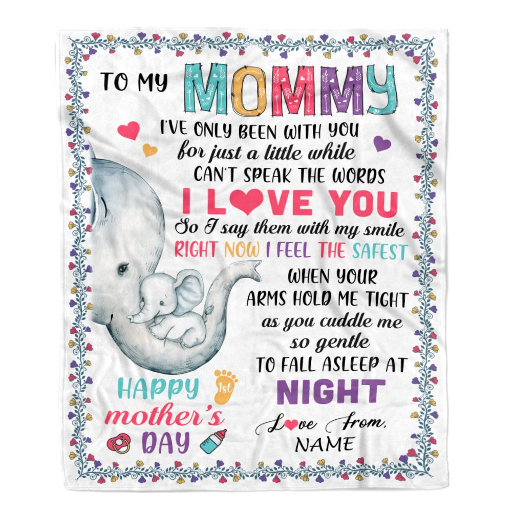 Personalized To My Mommy First Time Mom Elephant Happy Mothers Day Birthday Christmas Customized Fleece Blanket | siriusteestore