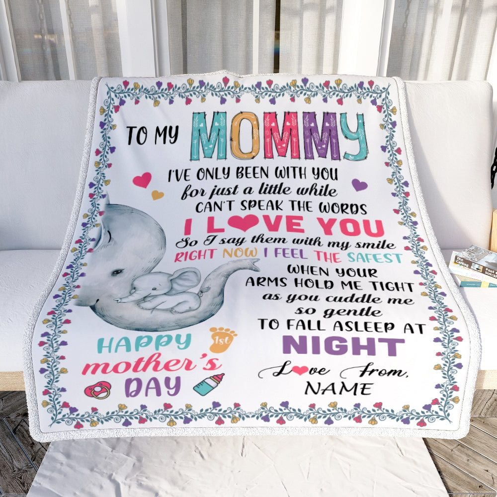 Personalized To My Mommy First Time Mom Elephant Happy Mothers Day Birthday Christmas Customized Fleece Blanket | siriusteestore