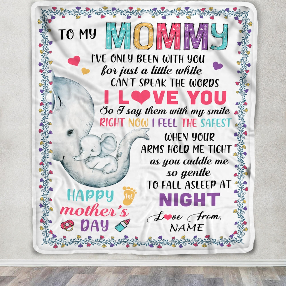 Personalized To My Mommy First Time Mom Elephant Happy Mothers Day Birthday Christmas Customized Fleece Blanket | siriusteestore