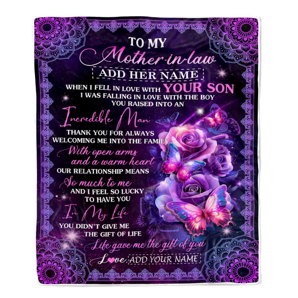 Personalized To My Mother In Law Gifts From Daughter Blanket Butterfly When I Fell Gifts For Mother In Law Birthday Mothers Day Christmas Women Fleece Blanket | siriusteestore