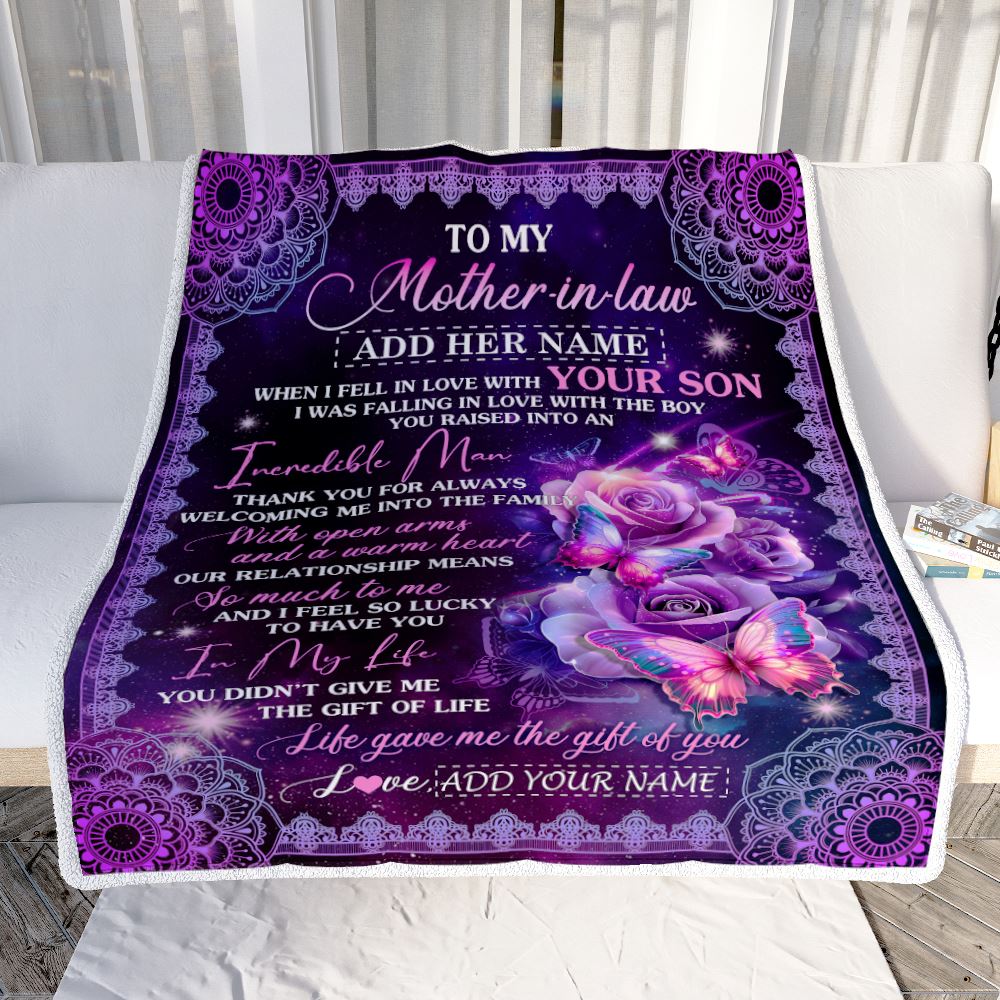 Personalized To My Mother In Law Gifts From Daughter Blanket Butterfly When I Fell Gifts For Mother In Law Birthday Mothers Day Christmas Women Fleece Blanket | siriusteestore