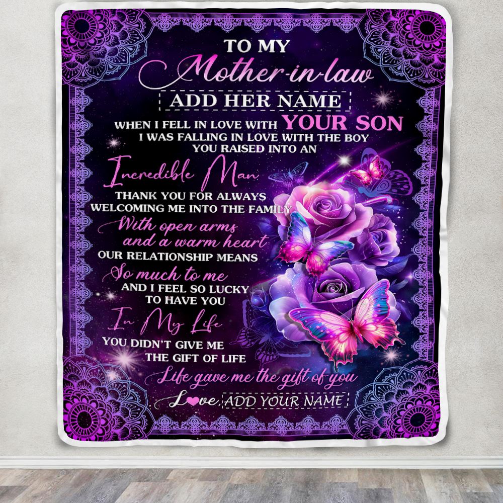 Personalized To My Mother In Law Gifts From Daughter Blanket Butterfly When I Fell Gifts For Mother In Law Birthday Mothers Day Christmas Women Fleece Blanket | siriusteestore