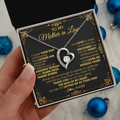 Forever Love Necklace | Personalized To My Mother In Law Necklace From Daughter I Chose You Son Mother In Law Mothers Day Birthday Wedding Christmas Customized Gift Box Message Card | siriusteestore