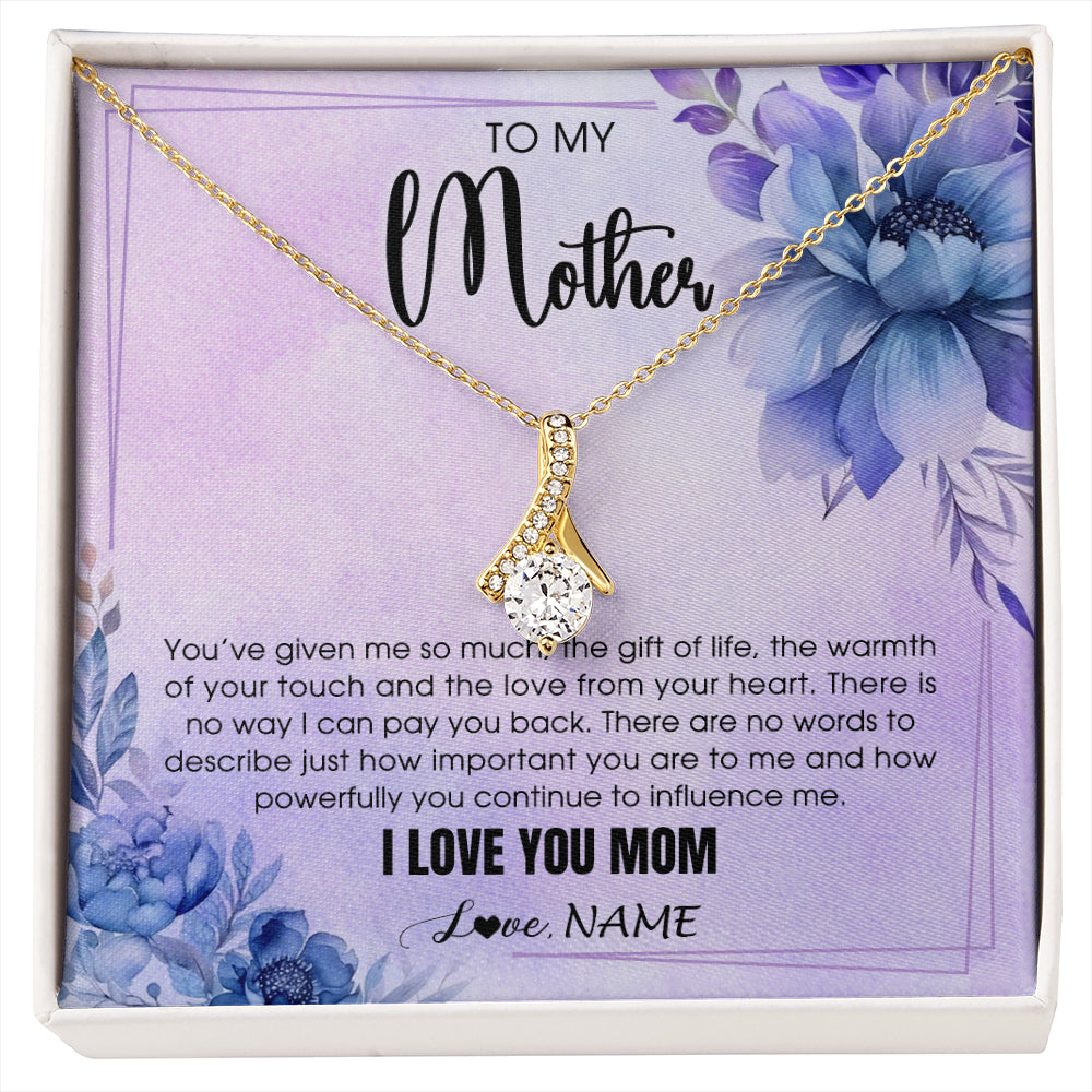 Alluring Beauty Necklace 18K Yellow Gold Finish | 1 | Personalized To My Mother Necklace From Daughter Son I Love You Mom Birthday Gifts Mothers Day Thanksgiving Jewelry Christmas Customized Gift Box Message Card | siriusteestore