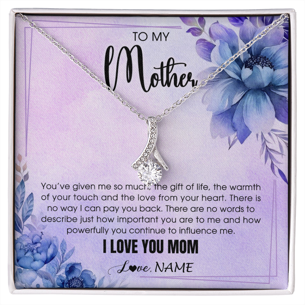 Alluring Beauty Necklace 14K White Gold Finish | 1 | Personalized To My Mother Necklace From Daughter Son I Love You Mom Birthday Gifts Mothers Day Thanksgiving Jewelry Christmas Customized Gift Box Message Card | siriusteestore