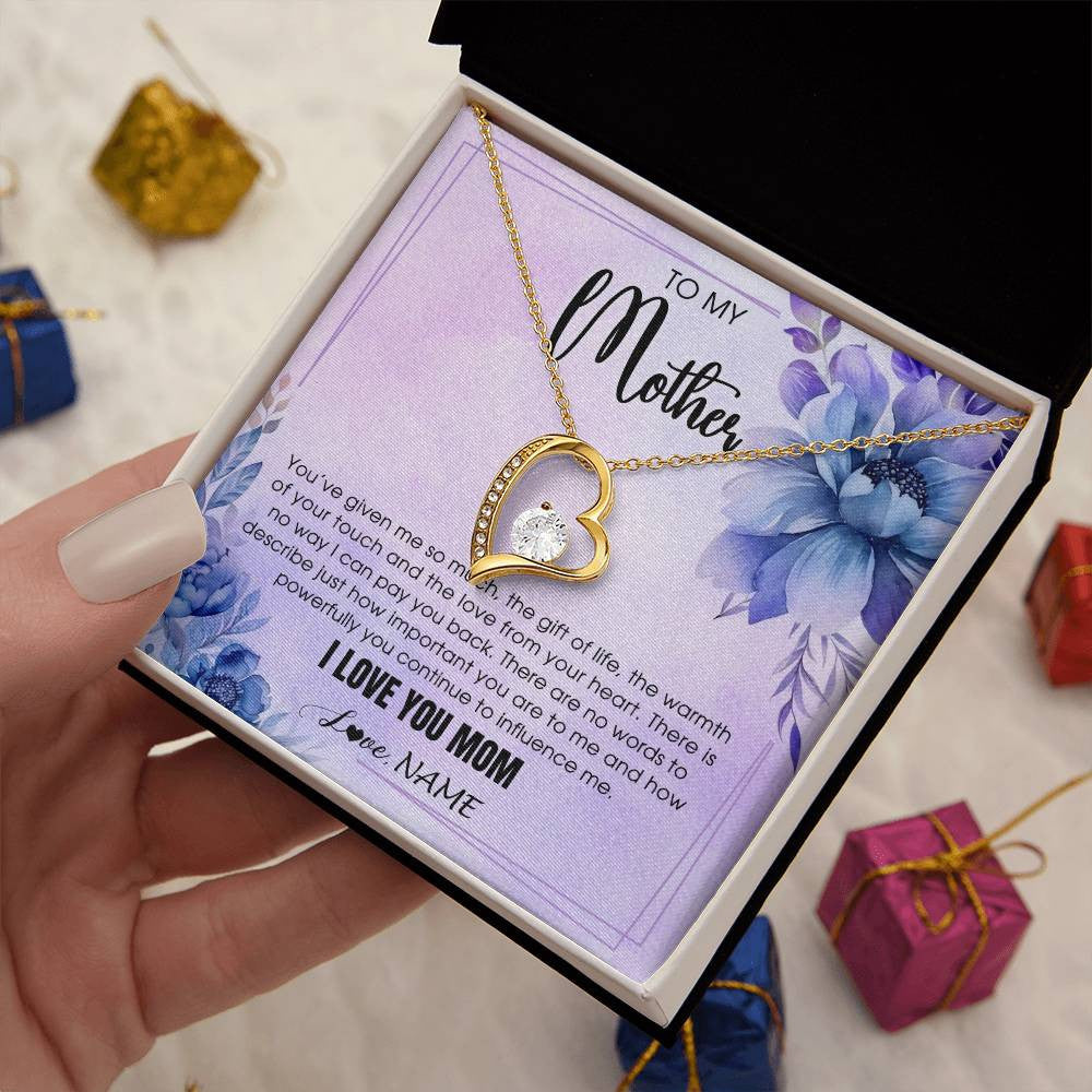 Forever Love Necklace 18K Yellow Gold Finish | 2 | Personalized To My Mother Necklace From Daughter Son I Love You Mom Birthday Gifts Mothers Day Thanksgiving Jewelry Christmas Customized Gift Box Message Card | siriusteestore